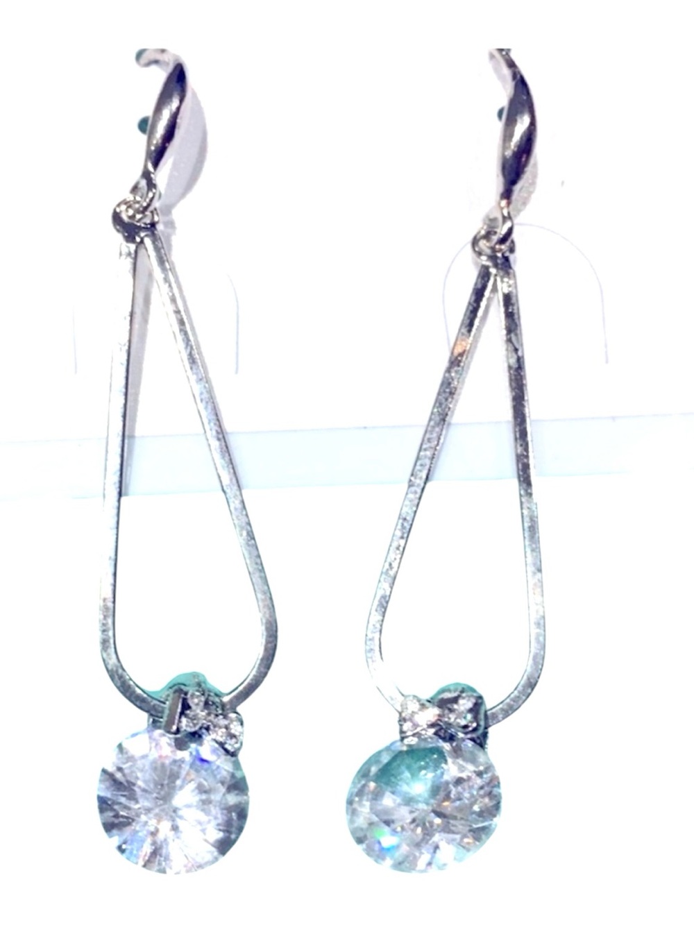 Earrings open drop Crystal in silver tone!!